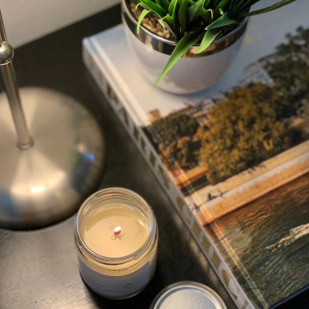 candle burning in bedroom