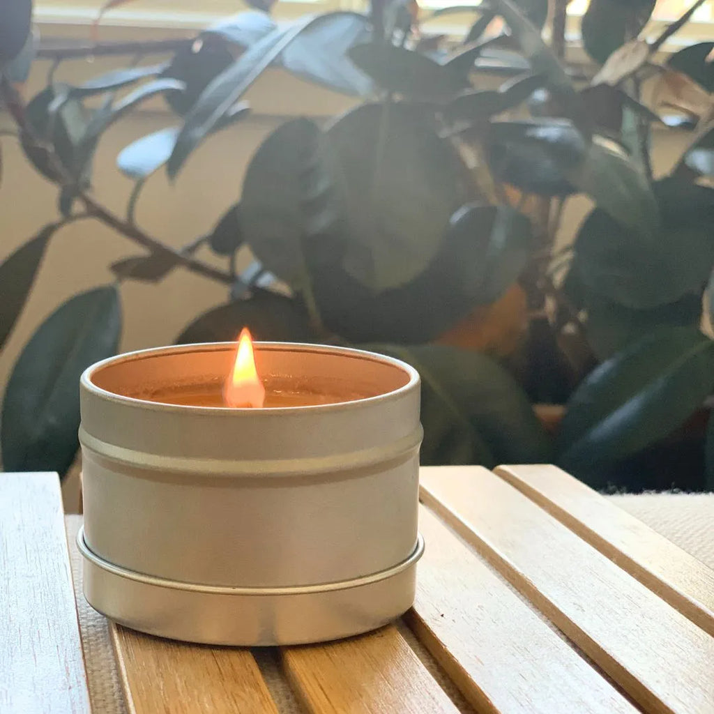 black sea candle with plant